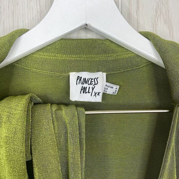 Princess Polly Party Time Slinky Mini Wrap Dress Size 0 Green - Picture 6 of 10